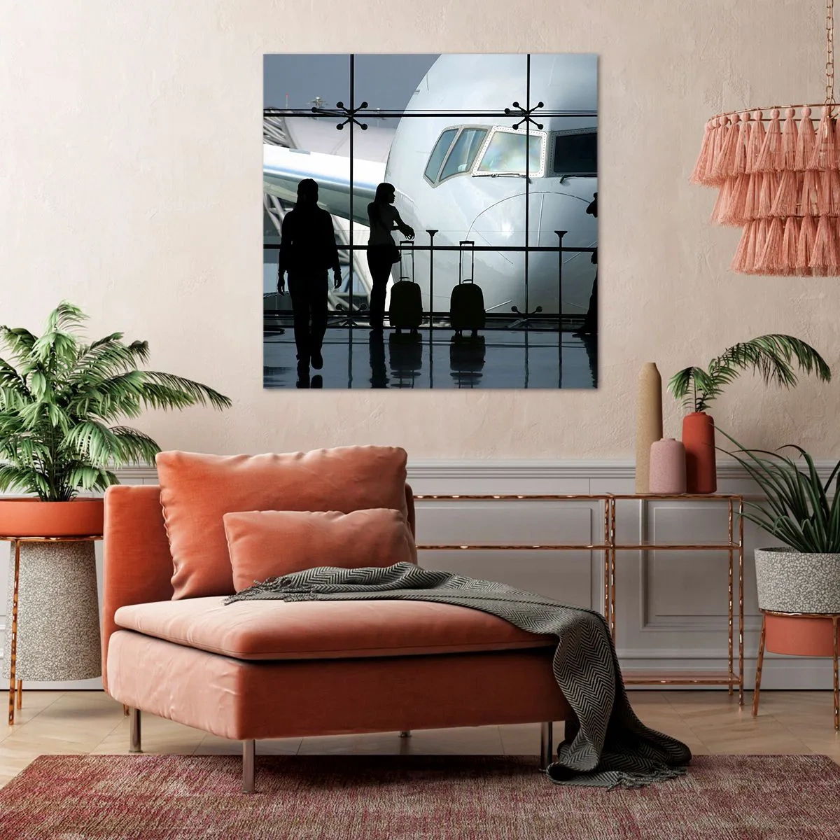Schilderen op canvas - Vis a vis op de luchthaven - 60x60 cm