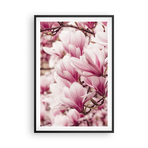 Poster in een zwarte lijst - De lente is roze - 61x91 cm