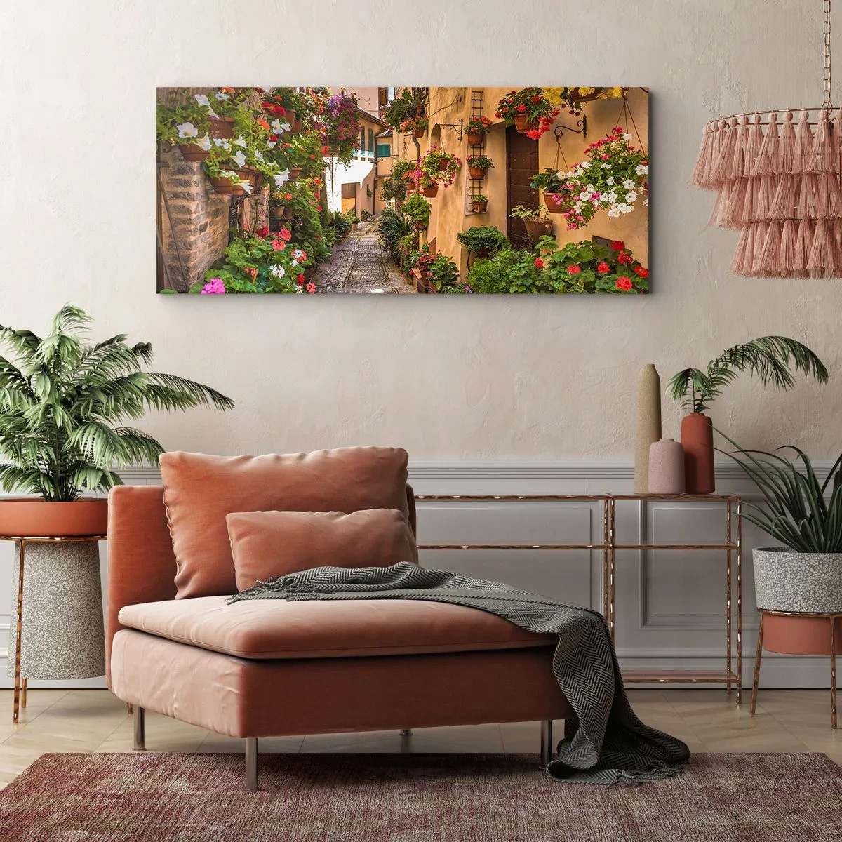 Schilderen op canvas - Italiaans zijstraatje - 100x40 cm
