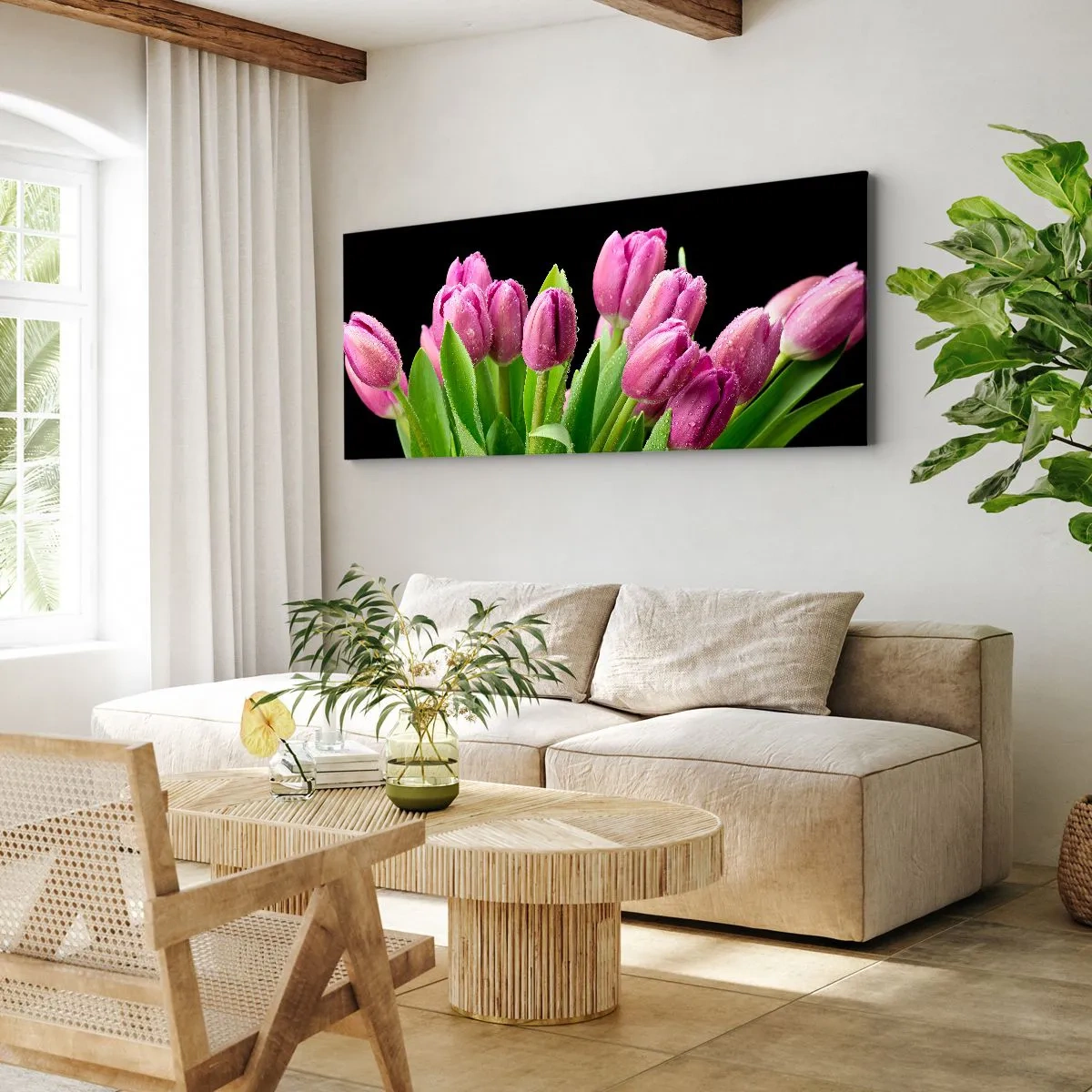 Schilderen op canvas - Lila vreugde van de lente - 160x50 cm
