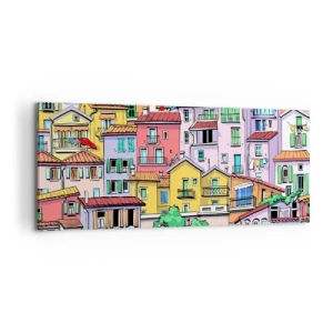 Schilderen op canvas - Vrolijke stad - 100x40 cm