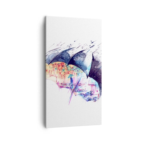 Schilderen op canvas - Wandeling in de regen - 45x80 cm