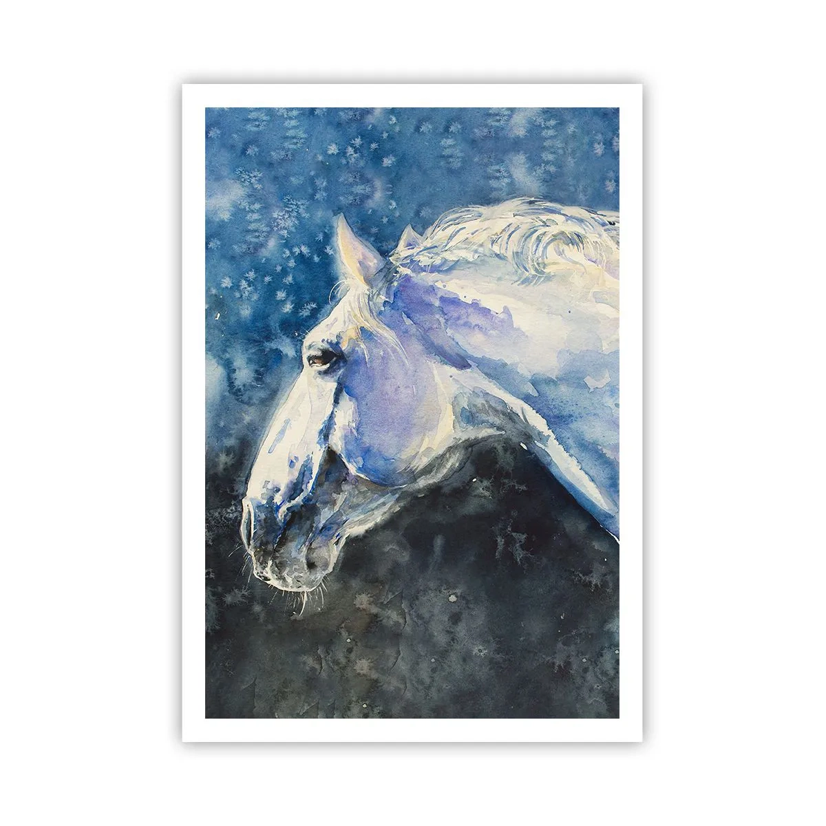 Poster - Portret in een blauwe gloed - 70x100 cm