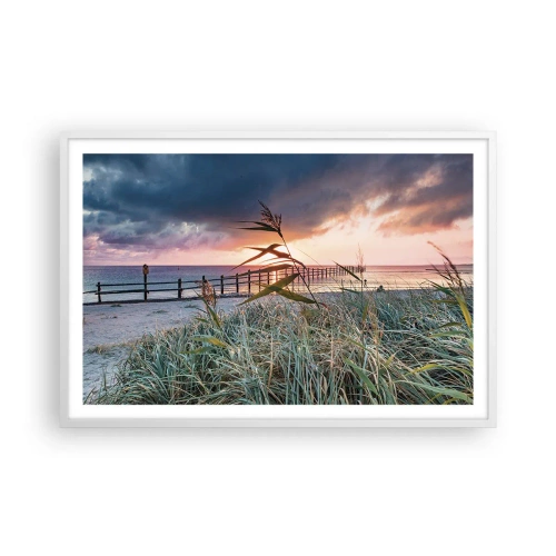 Poster in een witte lijst - Het gaat niet met de wind mee - 91x61 cm