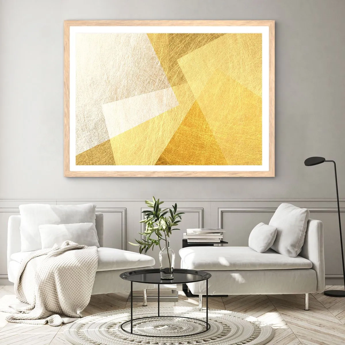 Een poster in een licht eiken lijst - Geometrie weer - 50x40 cm