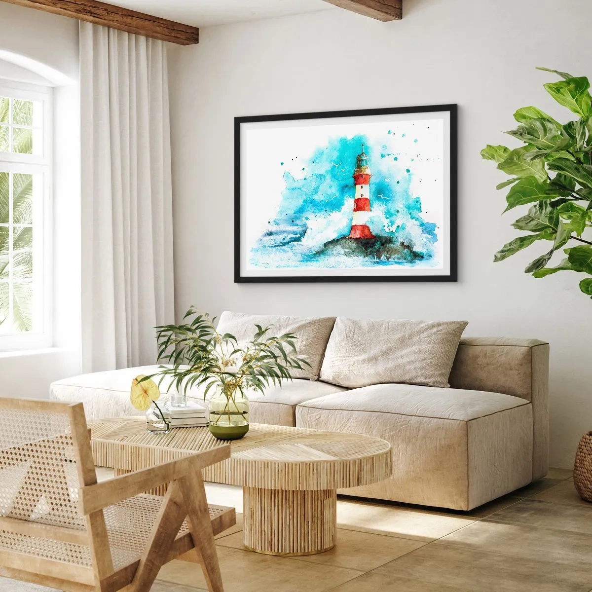 Poster in een zwarte lijst - Eenheid van de elementen - 91x61 cm