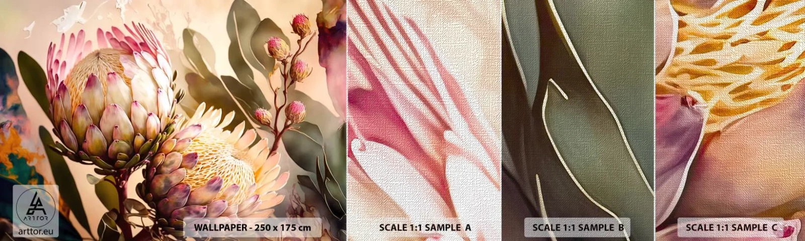 Fotobehang Monster Premium Canvas - Teeder omarmd - Bloemen, Planten, Plantkunde - 100x30 cm