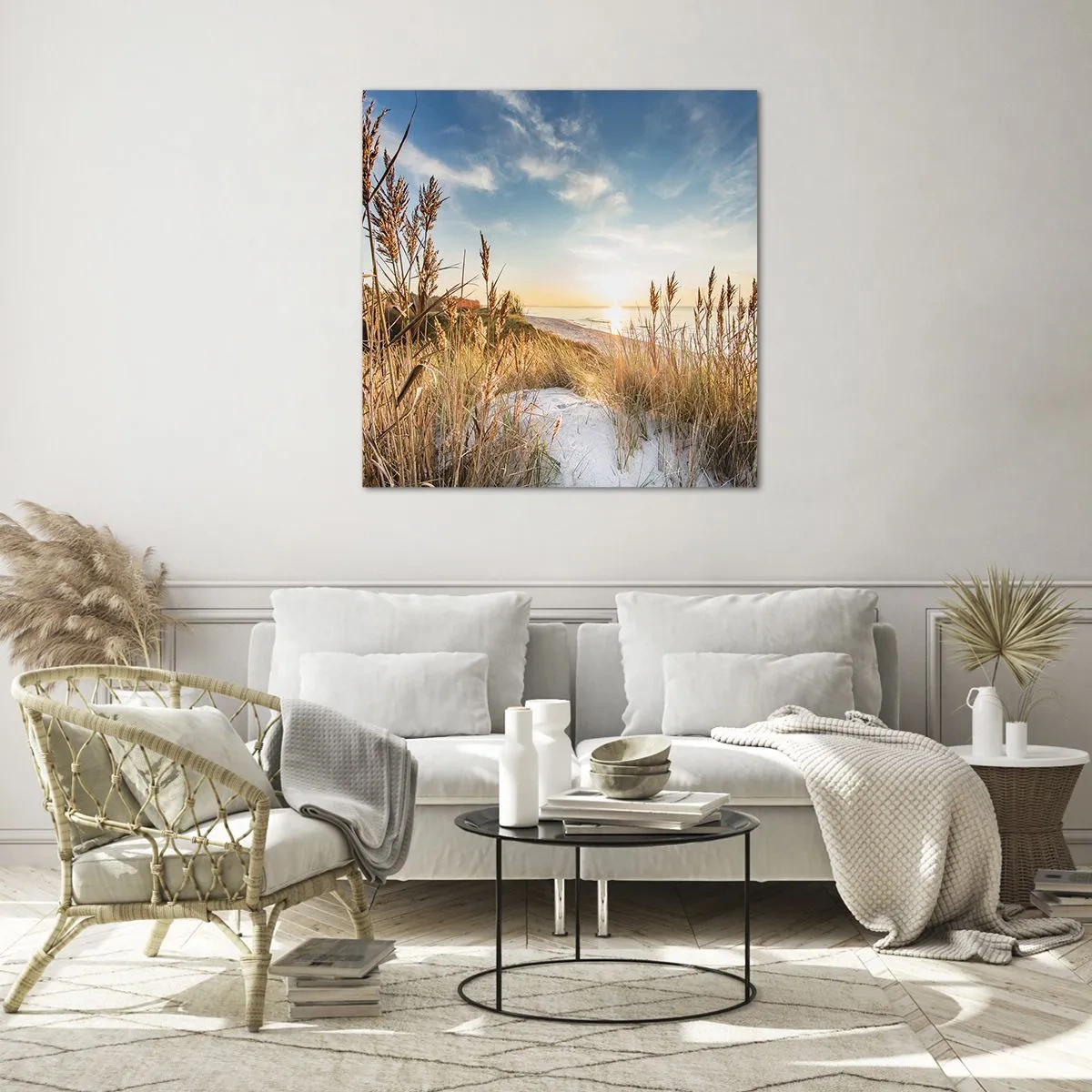 Schilderen op glas - Noord strand - 40x40 cm
