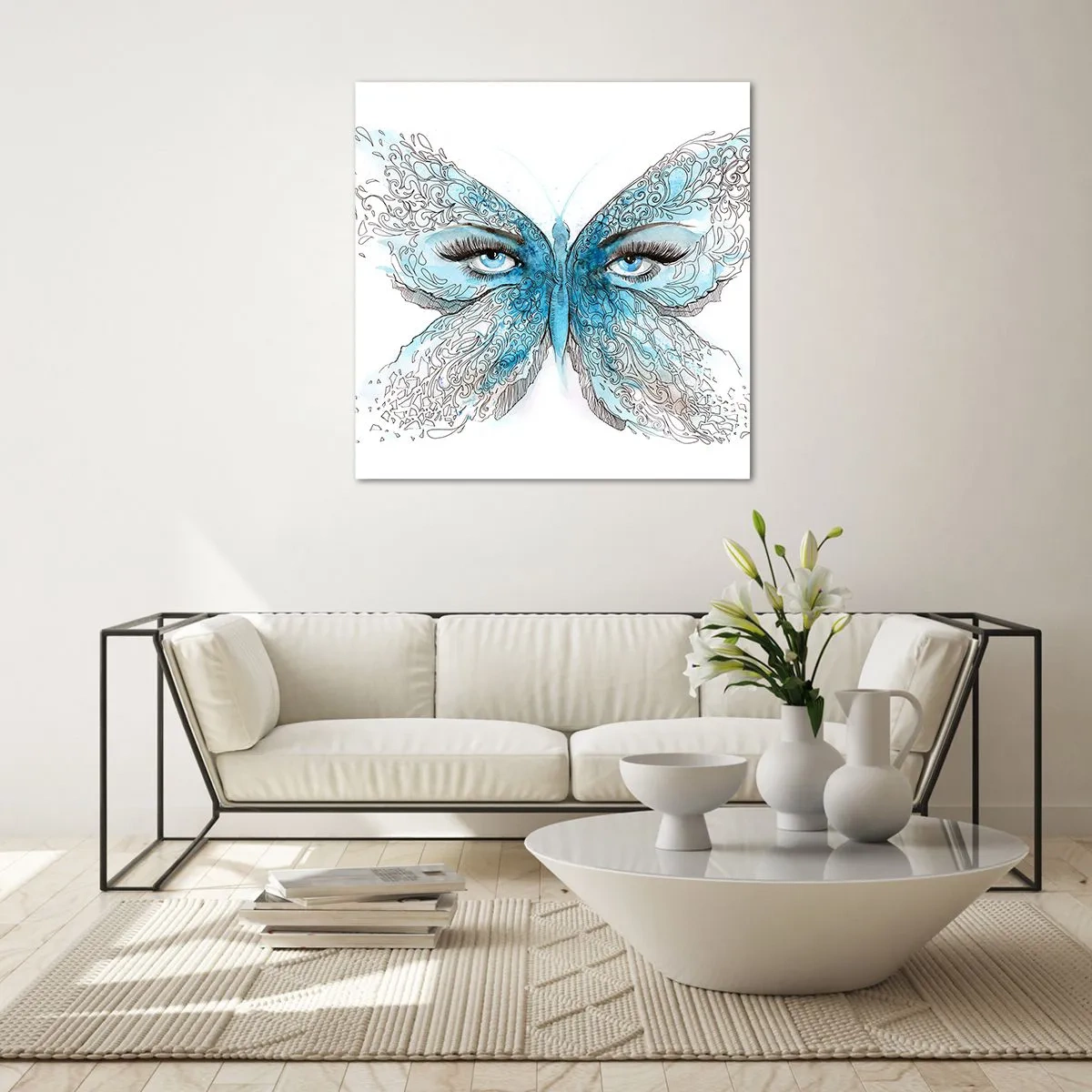 Schilderen op glas - Eros pimpelmees - 60x60 cm