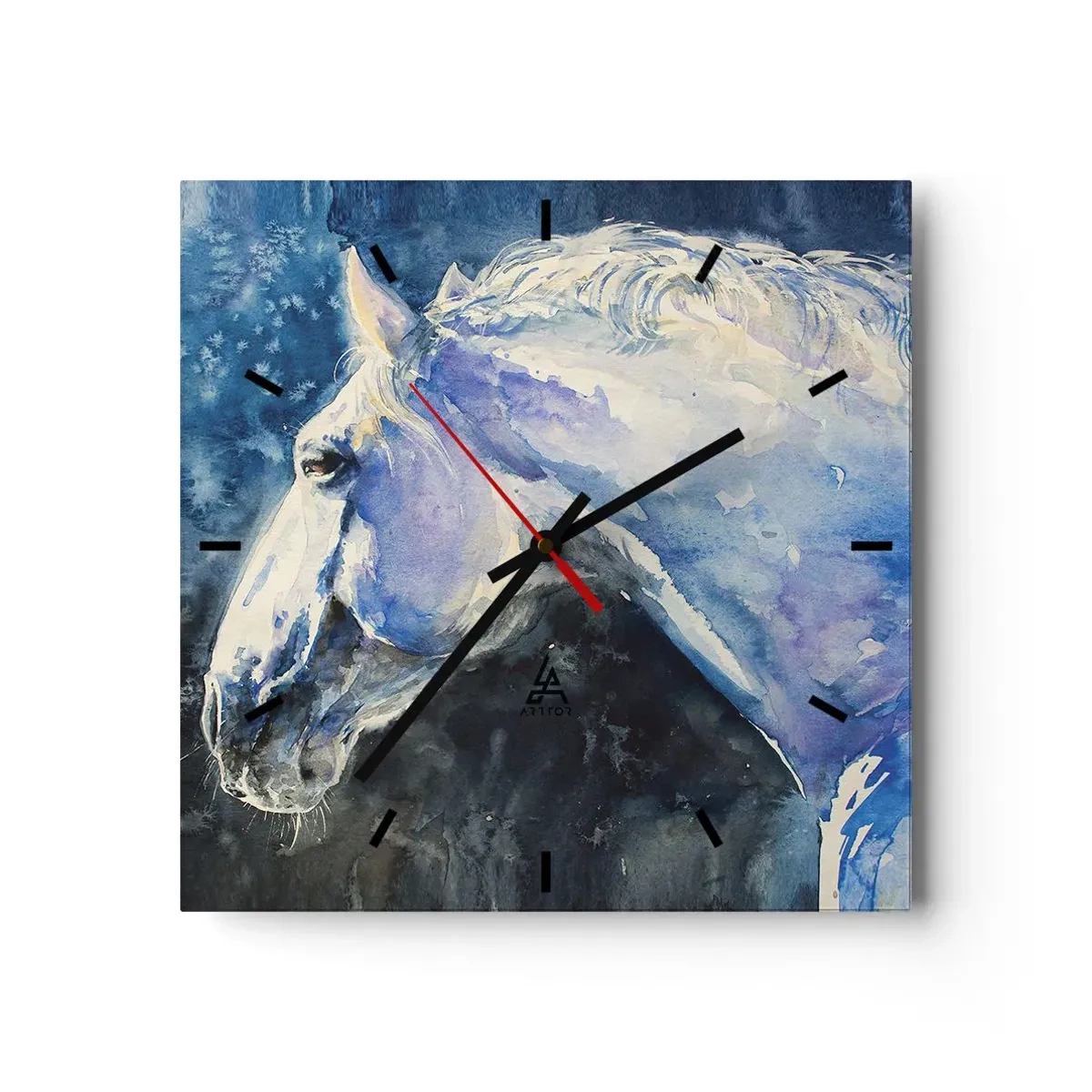 Wandklok - Klok - Portret in een blauwe gloed - 40x40 cm
