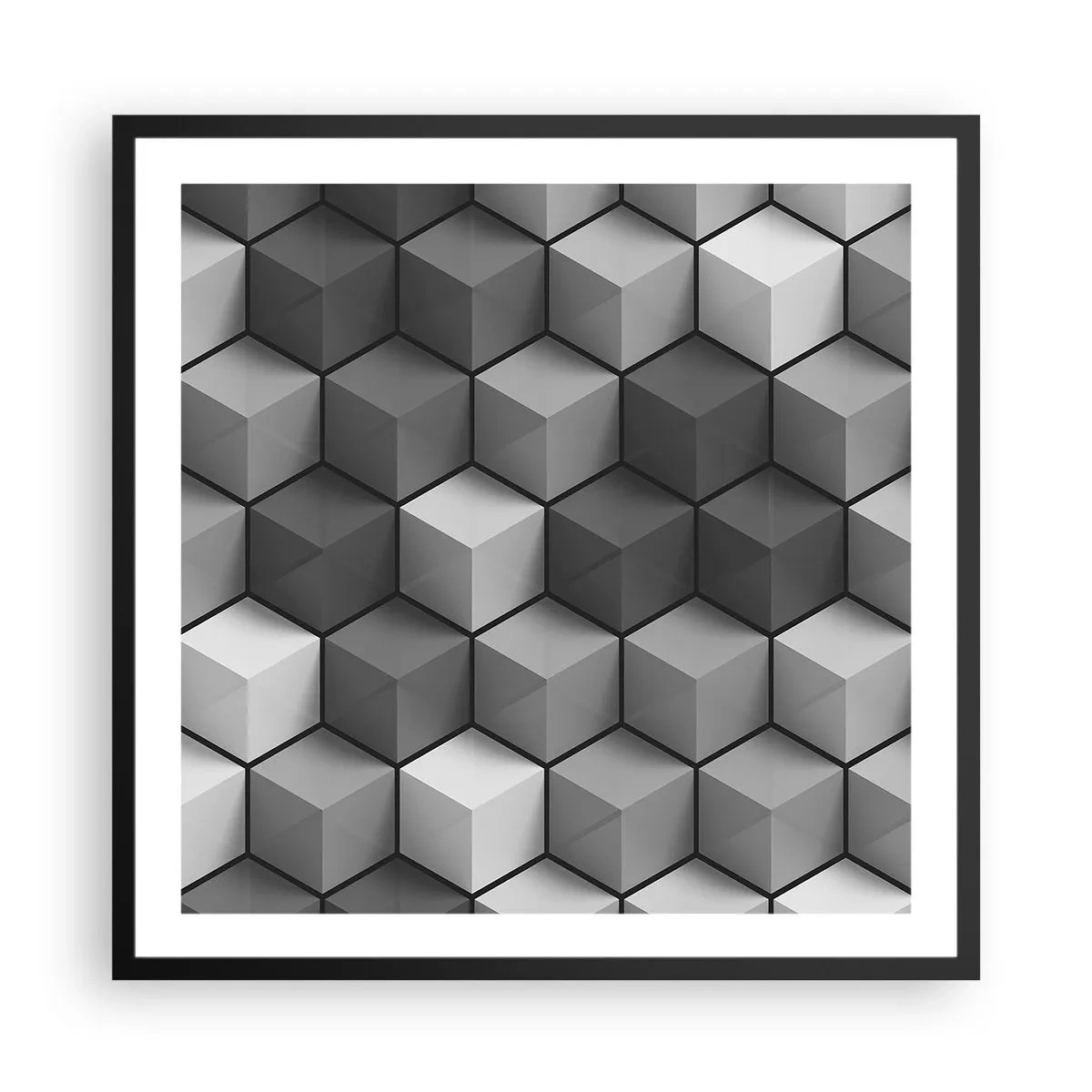 Poster in een zwarte lijst - Kubistische puzzel - 60x60 cm