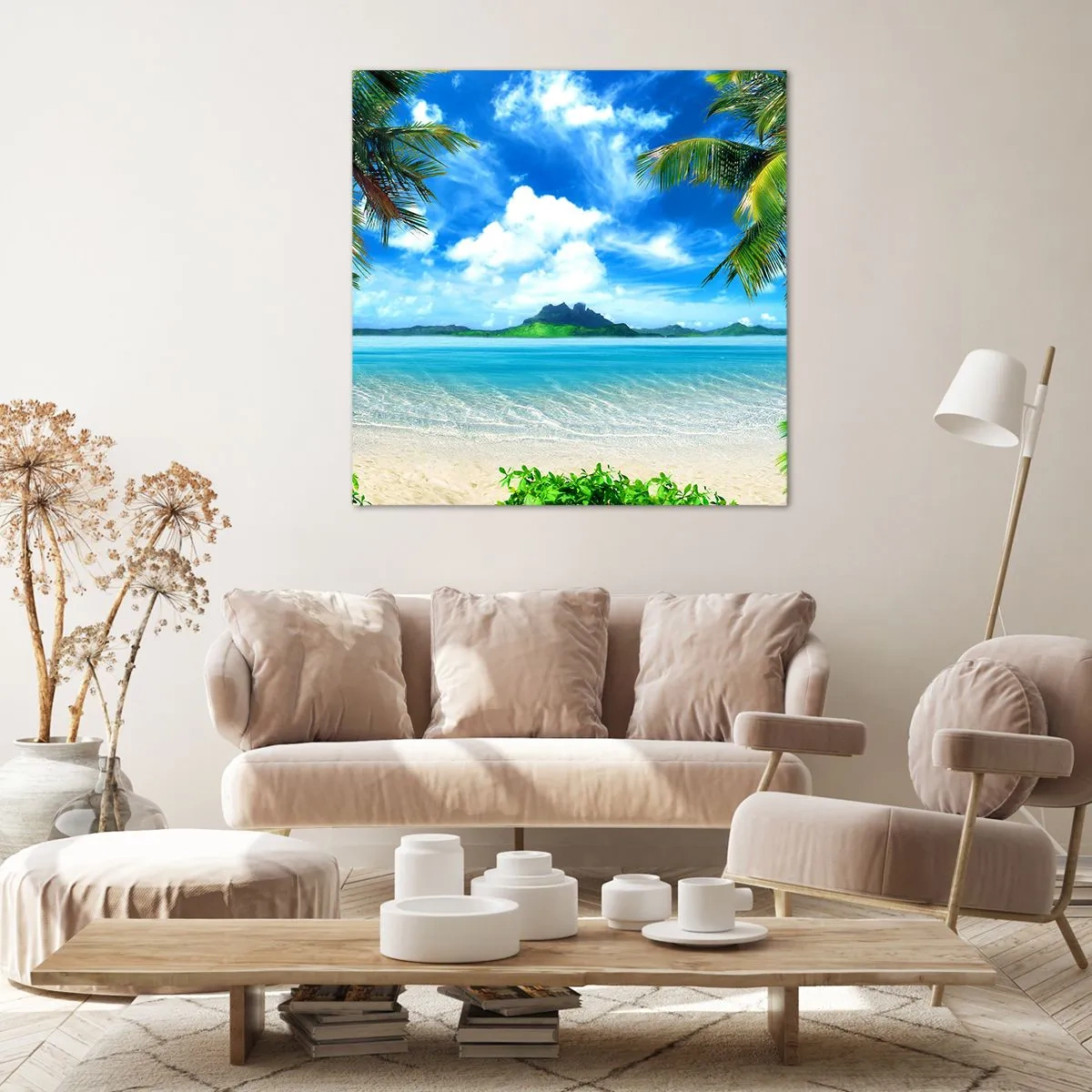 Schilderen op canvas - Het azuur van de tropen - 30x30 cm