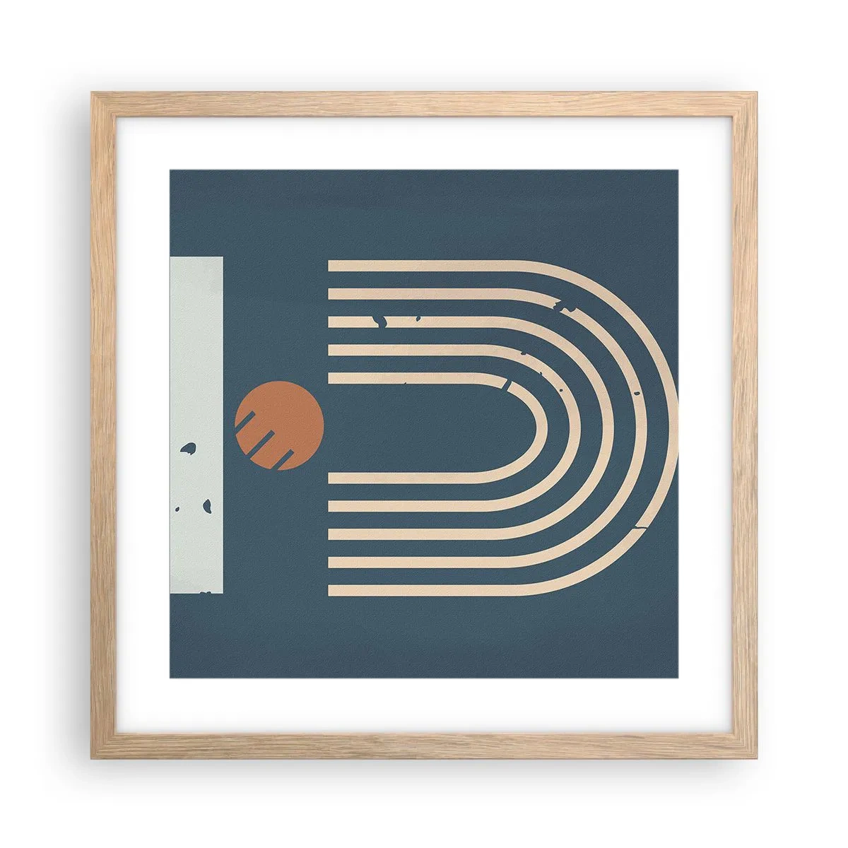 Een poster in een licht eiken lijst - Geometrie op de granaatappel - 40x40 cm