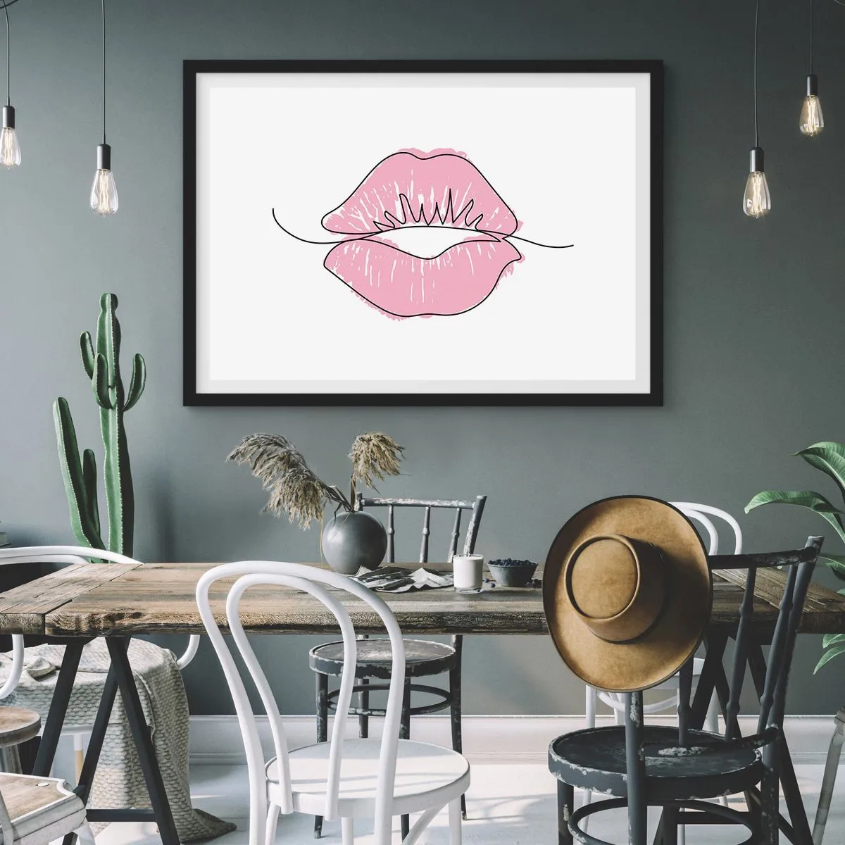 Poster in een zwarte lijst - Klaar om te kussen? - 70x50 cm