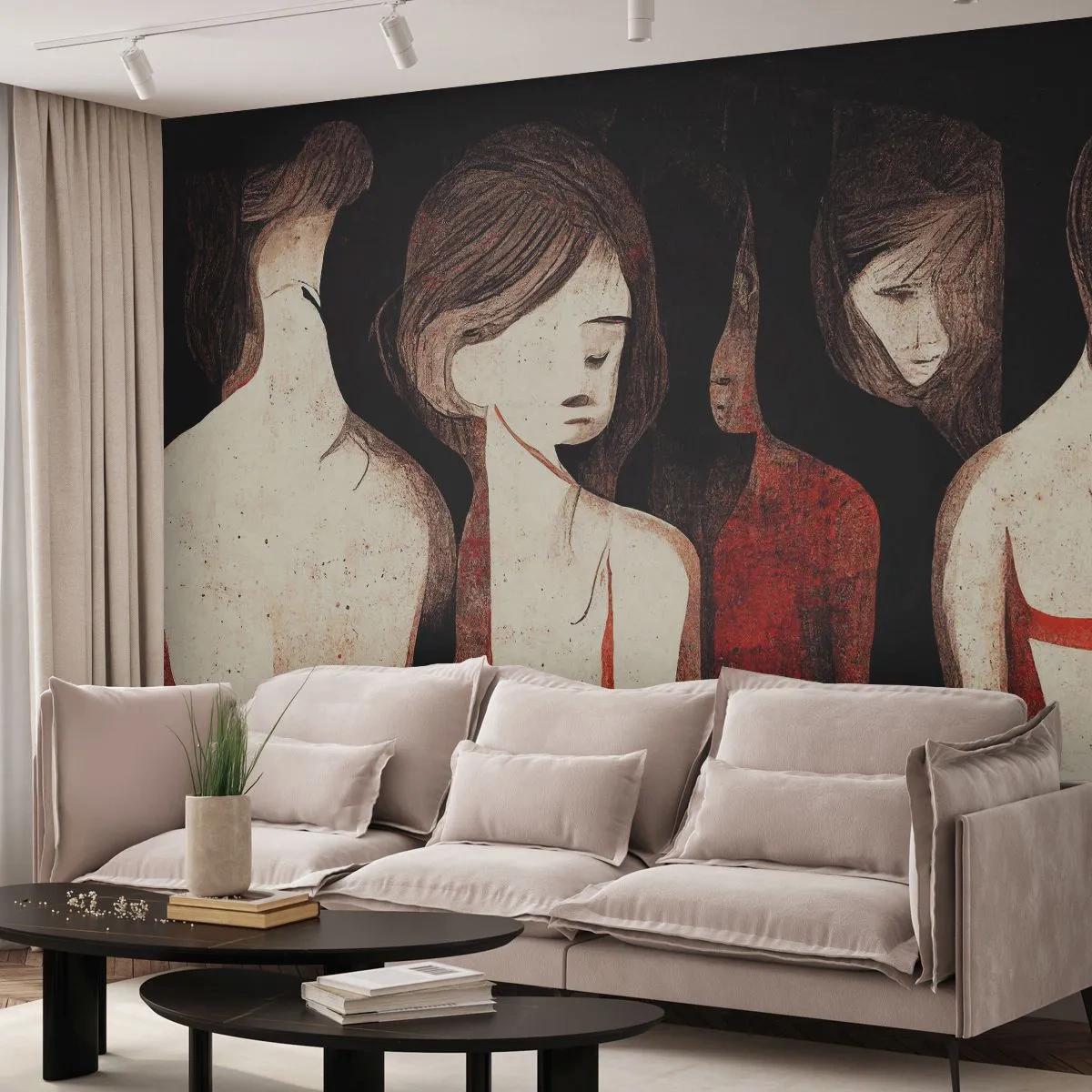 Fotobehang Standard Eco - Madonna's van duisternis - Vrouwen, Deel, Droefheid - 250x175 cm