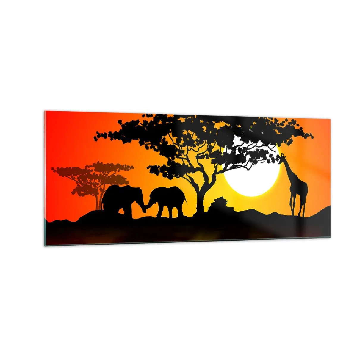 Schilderen op glas - Ontmoeting in de savanne - 100x40 cm