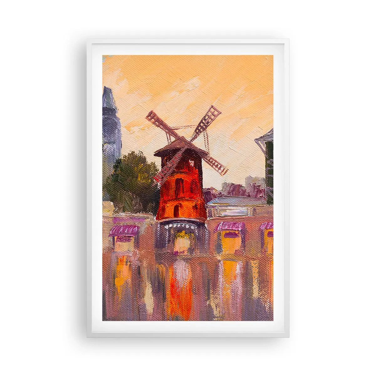 Poster in een witte lijst - Parijse iconen – Moulin Rouge - 61x91 cm