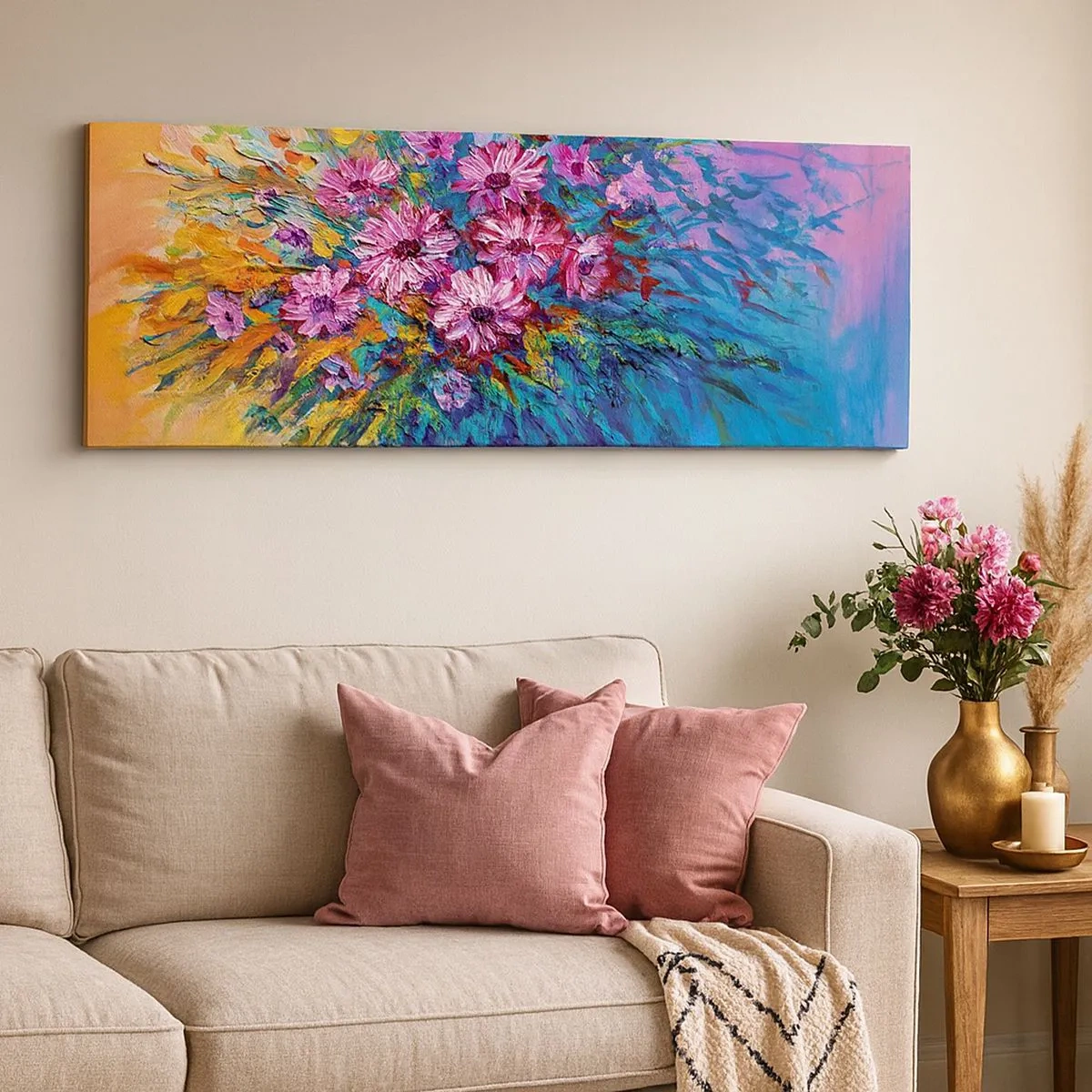 Schilderen op canvas - Levensenergie - 100x40 cm