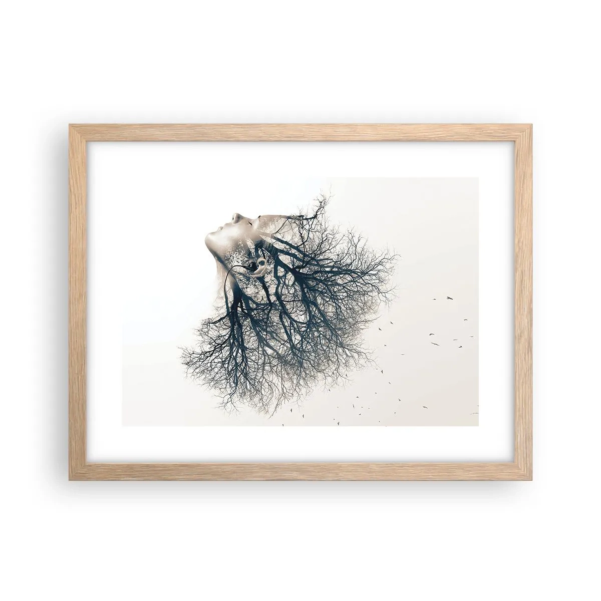Een poster in een licht eiken lijst - Luisteren naar het gefluister van bomen - 40x30 cm