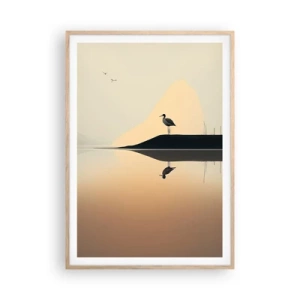 Een poster in een licht eiken lijst - Heer op het meer - 70x100 cm
