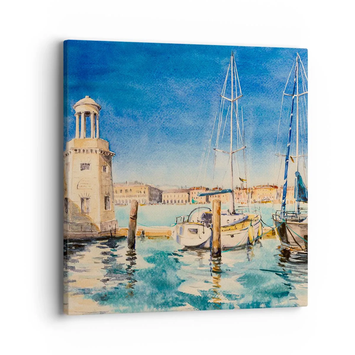 Schilderen op canvas - Zonnige lagune - 40x40 cm