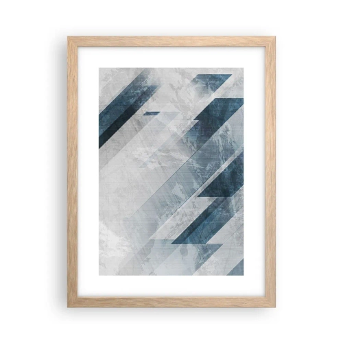 Een poster in een licht eiken lijst - Ruimtelijke compositie - grijze beweging - 30x40 cm