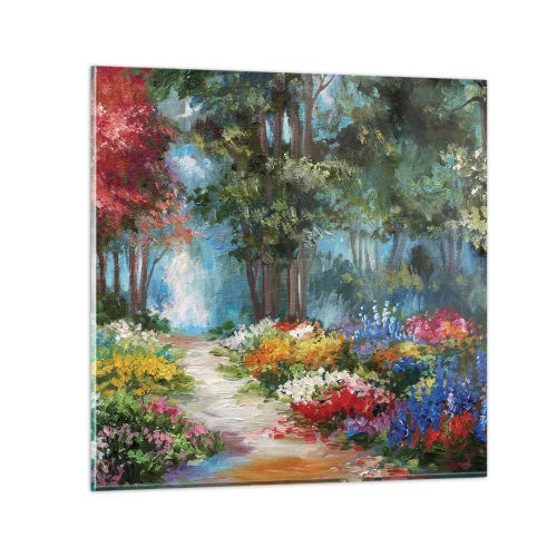 Schilderen op glas - Bostuin, bloemenbos - 30x30 cm
