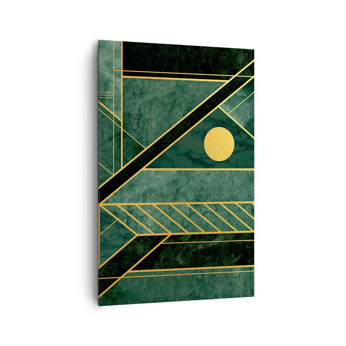 Schilderen op canvas - Dynamiek van goud en azuur - 80x120 cm