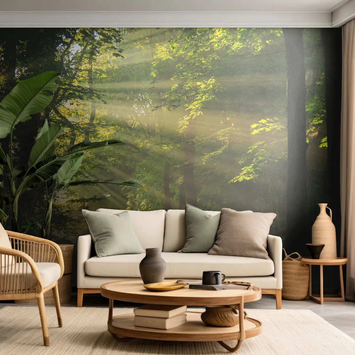 Fotobehang Premium Sand - Bosmoment - Landschap, Woud, Natuur - 100x70 cm