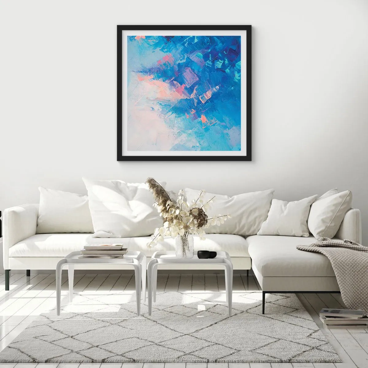 Poster in een zwarte lijst - Winter abstractie - 60x60 cm