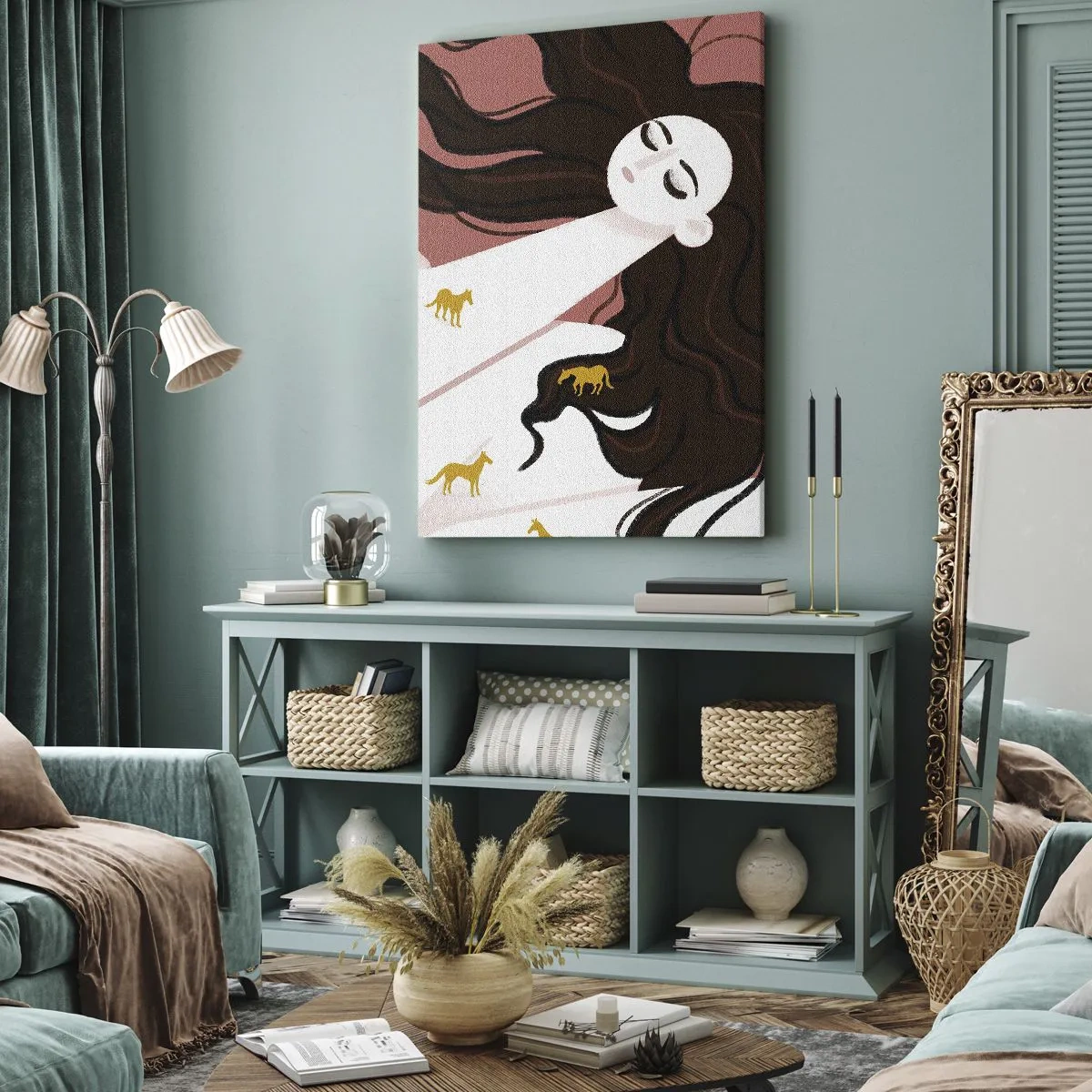 Schilderen op canvas - Droom over een gouden paard - 70x100 cm