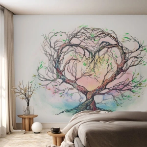 Fotobehang Premium Sand - Samen tegen de stormen - Abstractie, Boom, Deel - 250x175 cm