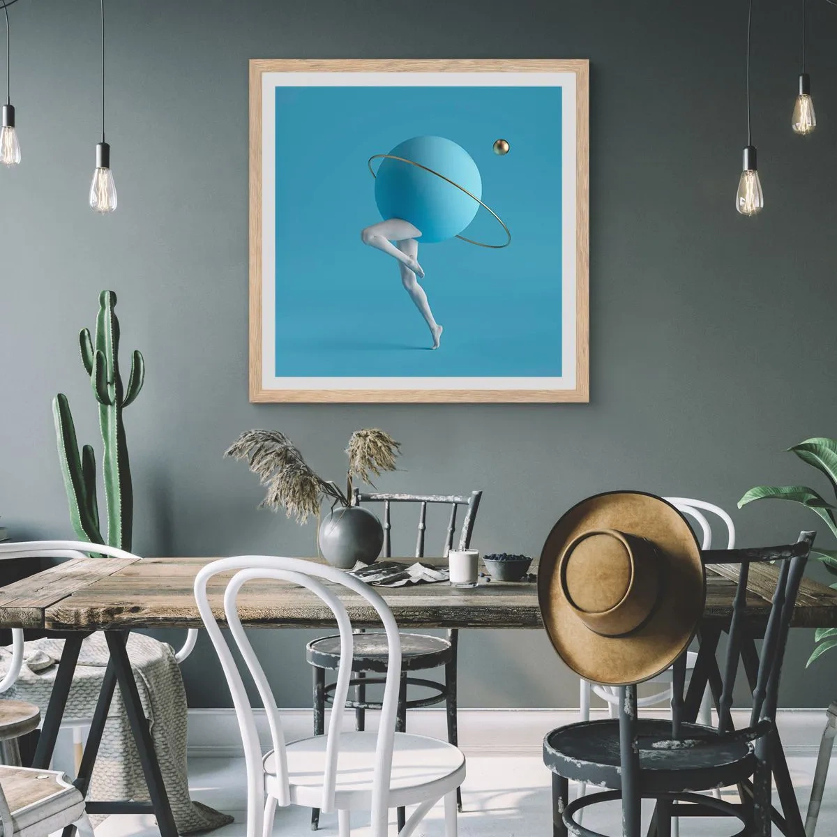 Een poster in een licht eiken lijst - En de planeten zijn gek geworden - 50x50 cm