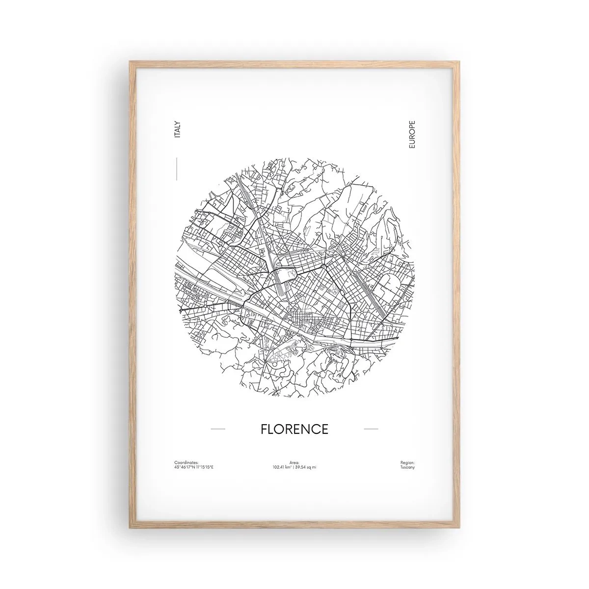 Een poster in een licht eiken lijst - Anatomie van Florencia - 70x100 cm