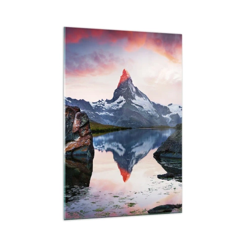 Schilderen op glas - Het hart van de bergen is heet - 70x100 cm