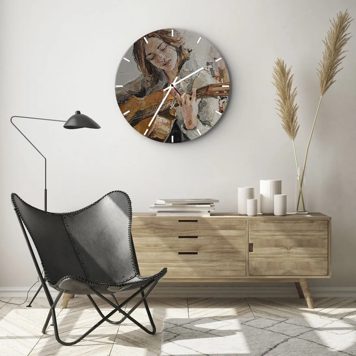 Wandklok - Klok - Concerto voor gitaar en een meisjeshart - 40x40 cm