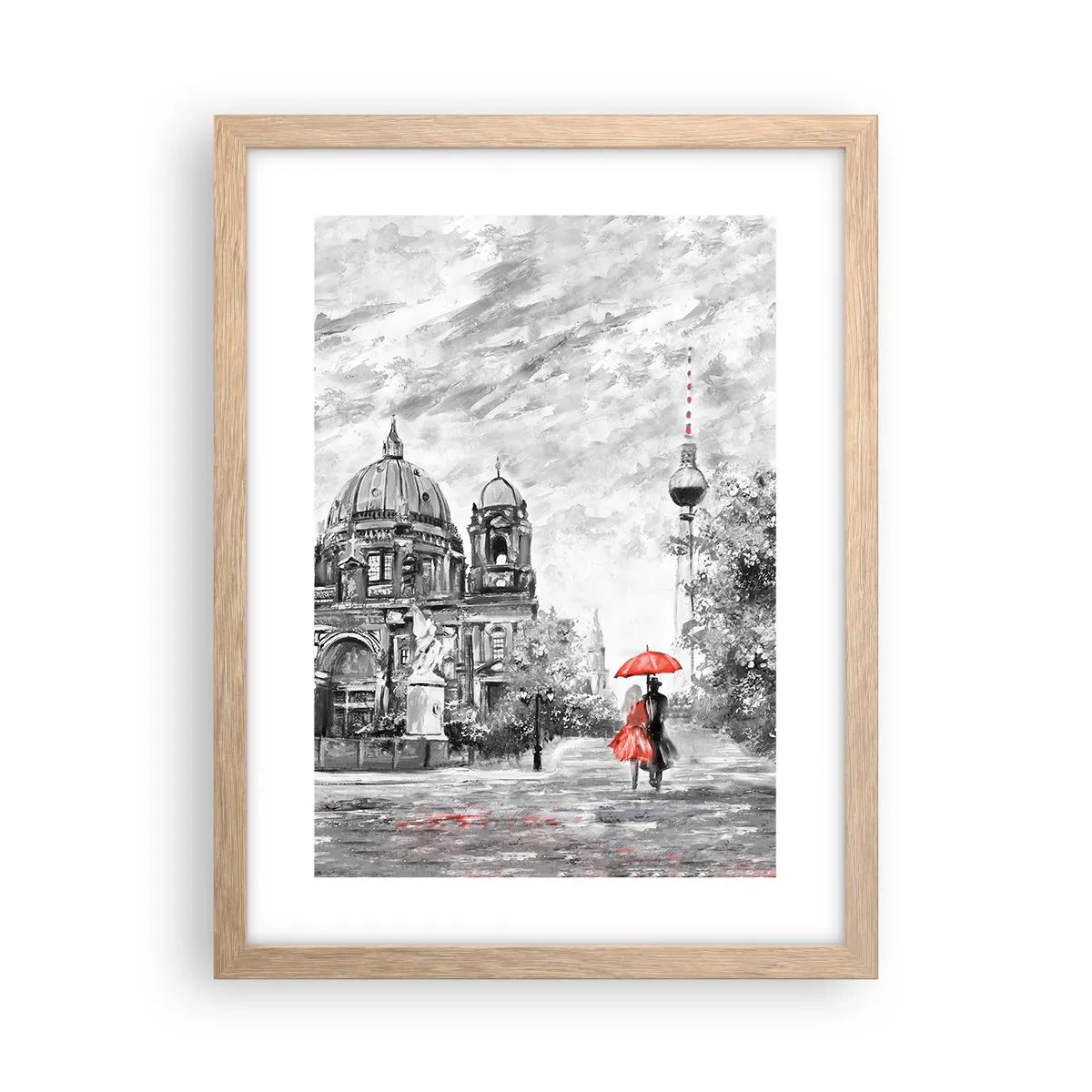 Een poster in een licht eiken lijst - Berlijn bijeenkomst - 30x40 cm