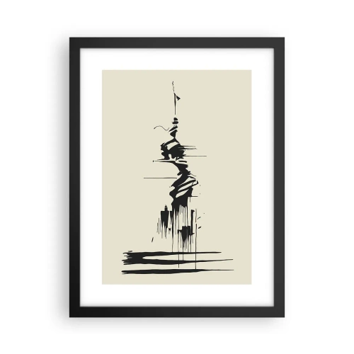 Poster in een zwarte lijst - Overhaaste abstractie - 30x40 cm