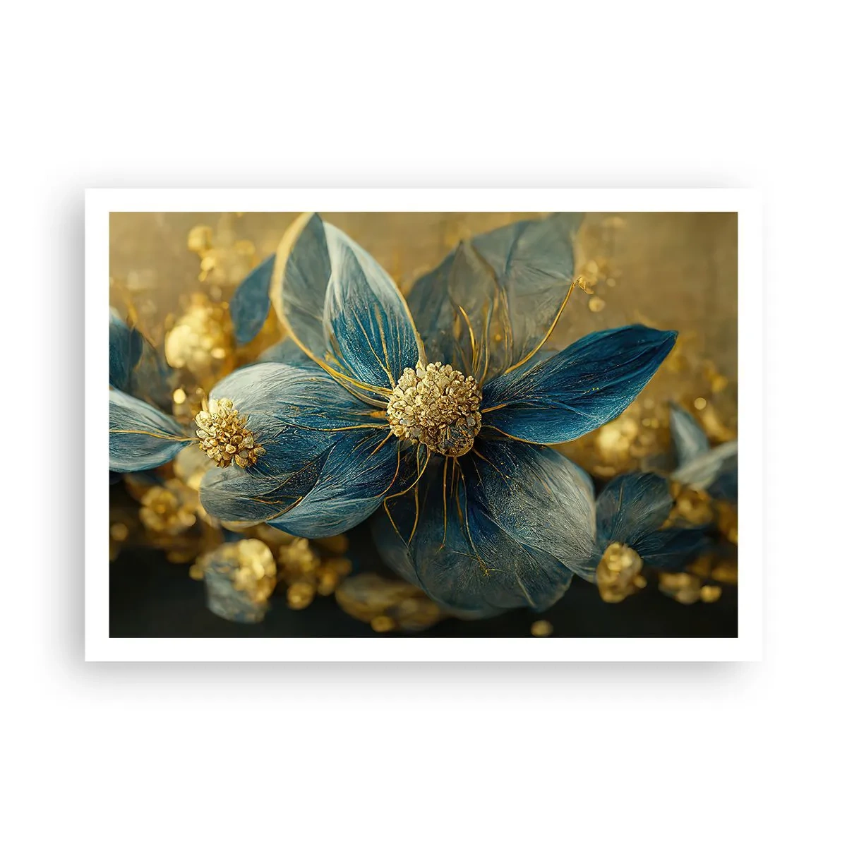 Poster - Bloei met goud - 100x70 cm