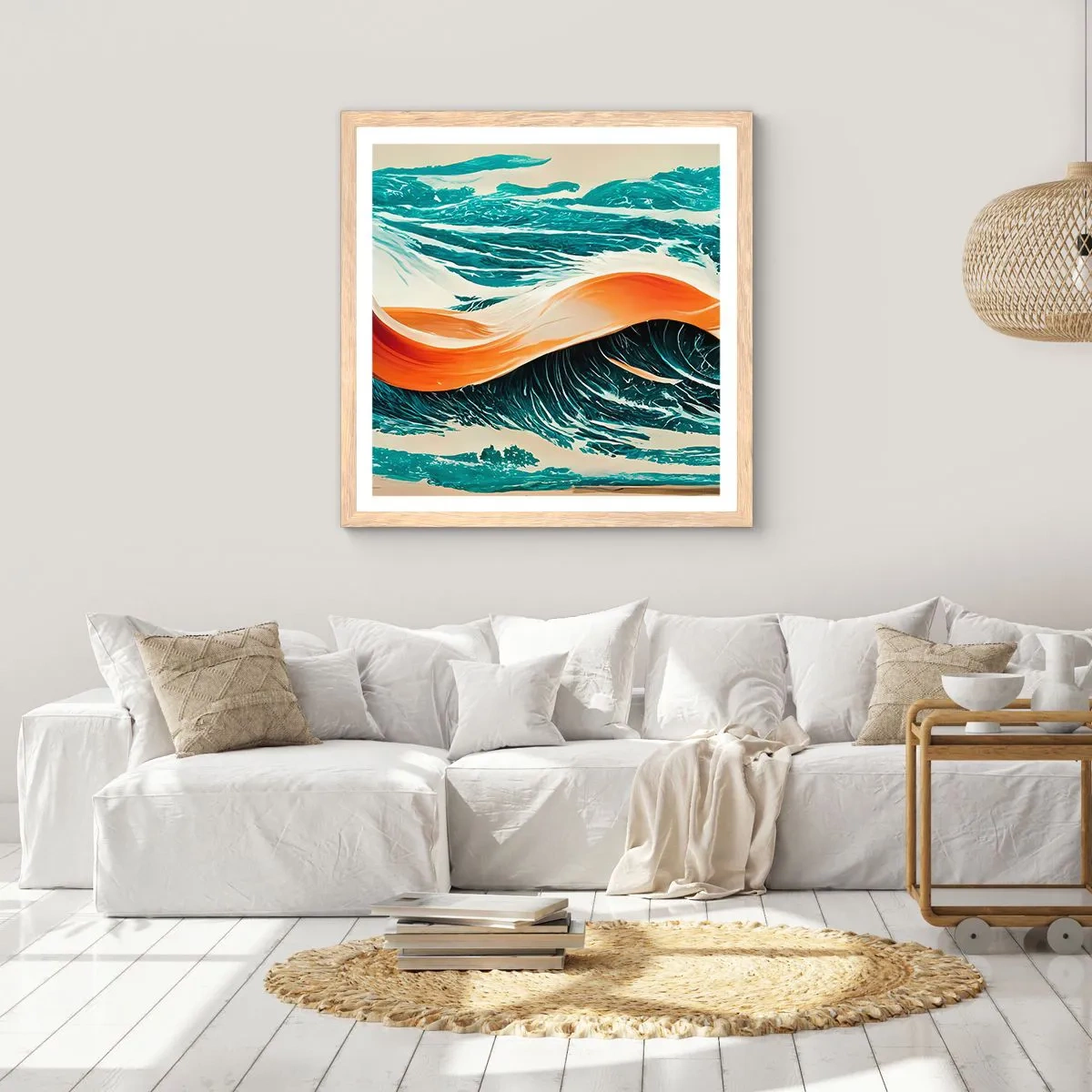 Een poster in een licht eiken lijst - De droom van elke surfer - 50x50 cm