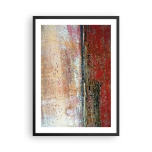 Poster in een zwarte lijst - Abstracte textuur met schaafwonden in rood en beige - 50x70cm - Wellicht is het de zee - Moderne wanddecoratie voor woonkamer en slaapkamer ARTTOR