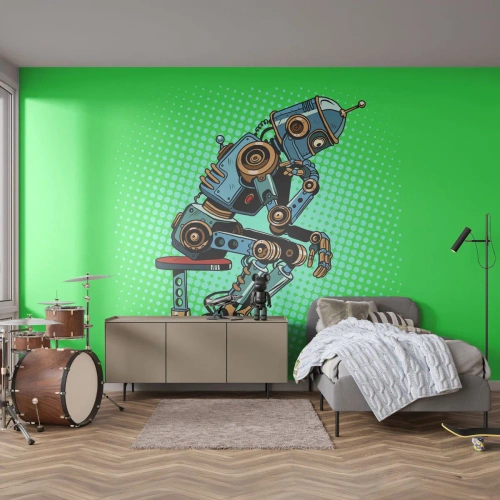 Zelfklevend Fotobehang Deluxe Sticker - Boven de essentie van het zijn - Abstractie, Intelligente robot, Voor kinderen - 350x256 cm