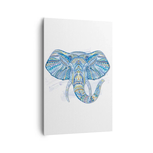 Schilderen op canvas - Ingelegd met goud en blauw - 80x120 cm