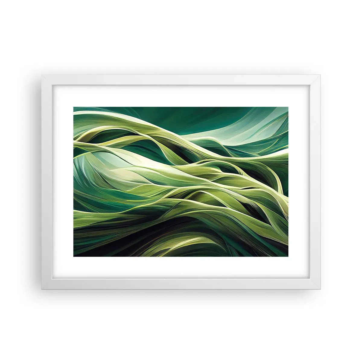 Poster in een witte lijst - Abstract groen spel - 40x30 cm