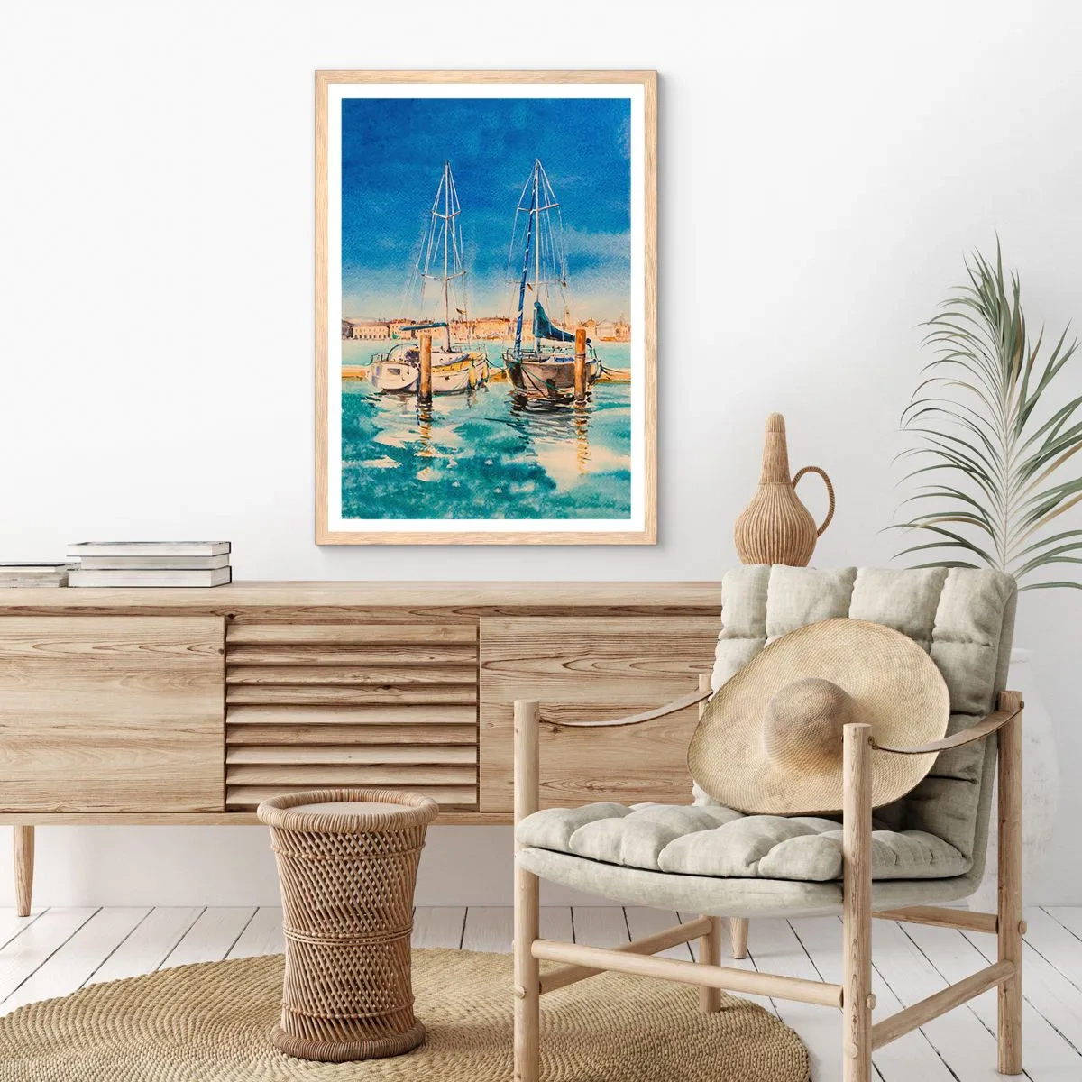 Een poster in een licht eiken lijst - Zonnige lagune - 30x40 cm