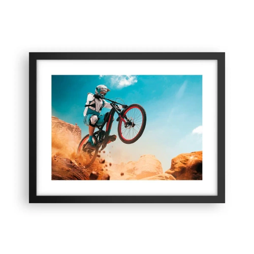 Poster in een zwarte lijst - Fiets waanzin demon - 40x30 cm