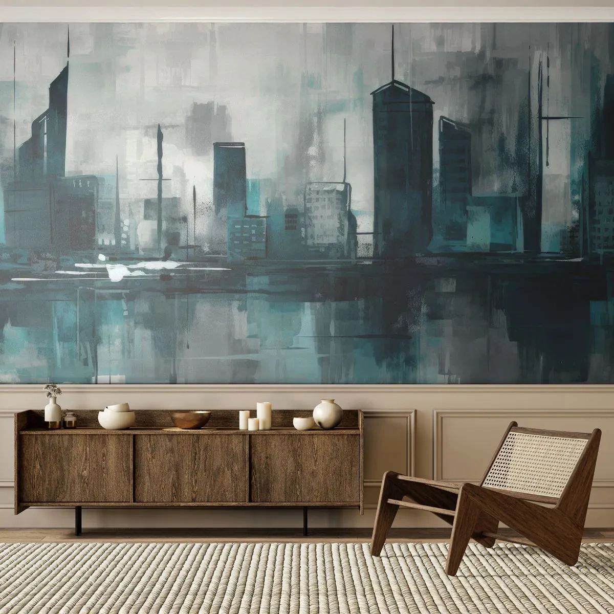 Fotobehang Standard Eco - Een stad in de kleur van regen - Stad, Architectuur, Deel - 150x105 cm