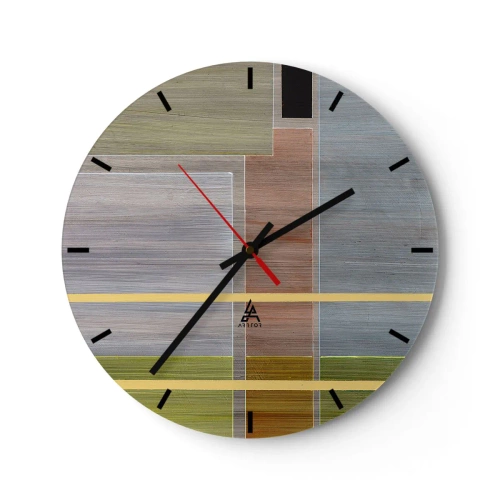 Wandklok - Klok - Gekleurde rechthoeken in horizontale en verticale opstelling - 30x30cm - Eenvoudig en rustig - Moderne wanddecoratie voor woonkamer, keuken en slaapkamer ARTTOR