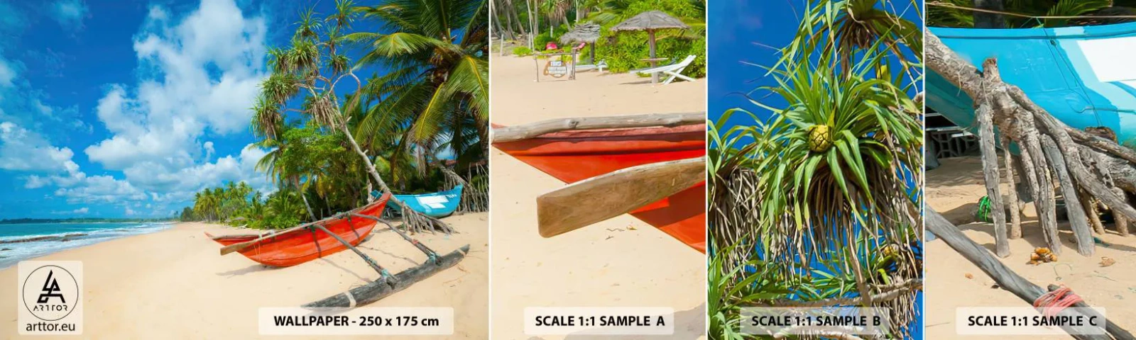 Fotobehang Staaltje Standard Eco - De charme van de tropen - Landschap, Oceaan, Exotisch strand - 100x30 cm