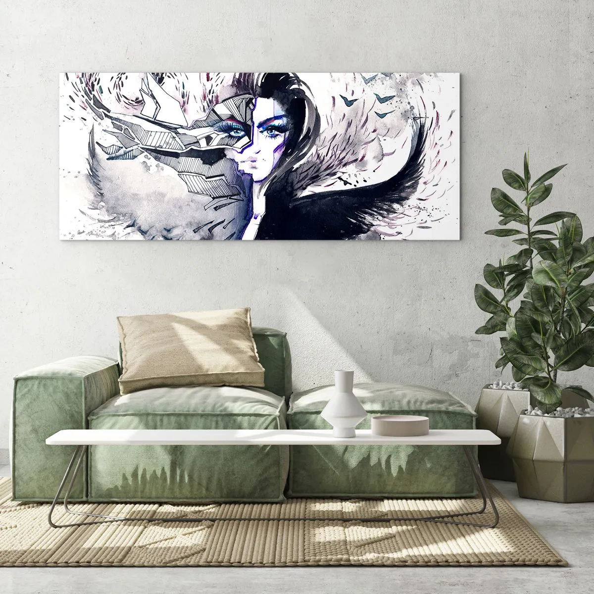 Schilderen op glas - Demonisch en mooi - 160x50 cm